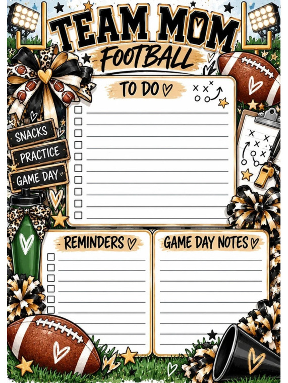 🏈📣 Football Team Mom 5x7 Notepad